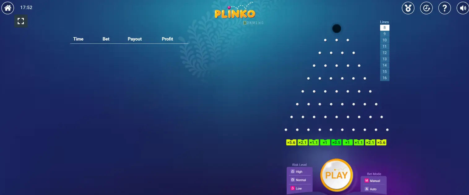 Plinko interface